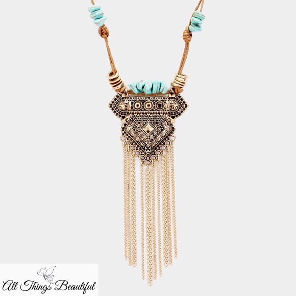 Jewelry - 🔥BACK IN STOCK🔥Boho Turquoise & Gold Necklace🔥